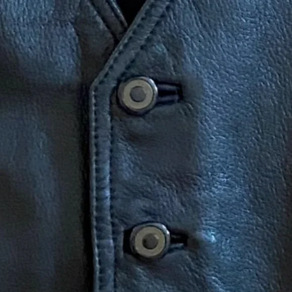 Vintage Wilsons Black All Leather 90s Y2K Moto Biker Rodeo Western Vest-XL - Picture 2 of 14